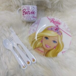 Plate Set - Pink & White Barbie